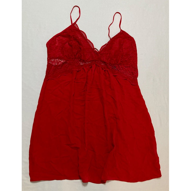 INC Lace & Chiffon Nightgown Lingerie Red XL