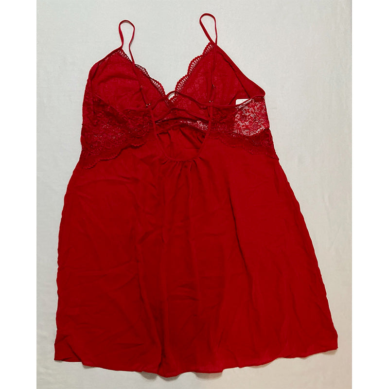 INC Lace & Chiffon Nightgown Lingerie Red XL