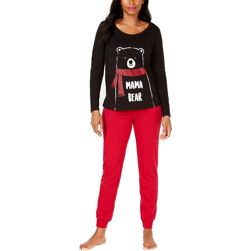Family Pajamas Mama Bear Holiday Pant Pajama Set Black And Red S