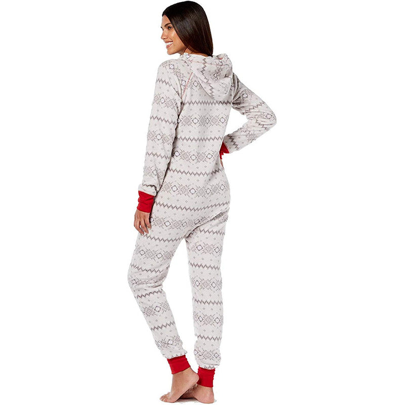 Family Pajamas Matching Women's Winter Fairisle Hooded One-Piece 2X Gray
