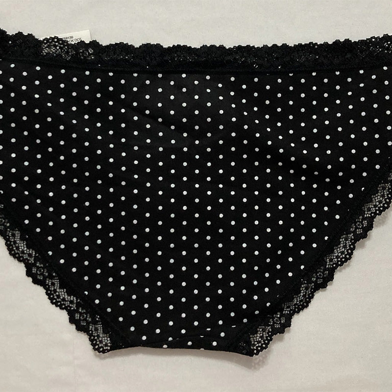 Jenni Lace Trim Hipster Underwear Black Dot 2XL