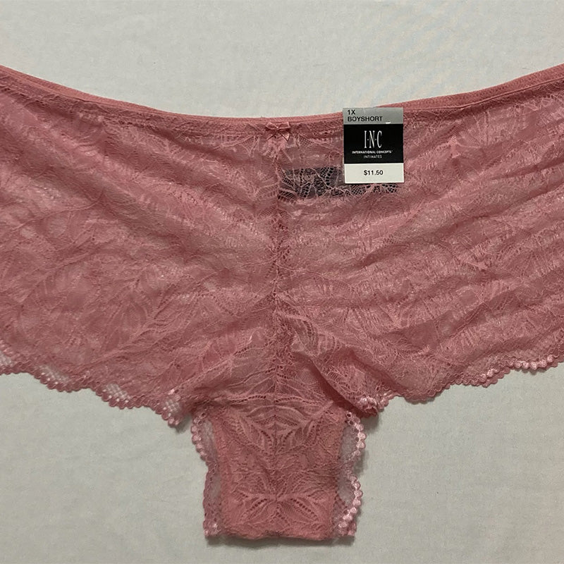 INC Plus Lace Boyshort Panty (1X, Fresh Carnation)