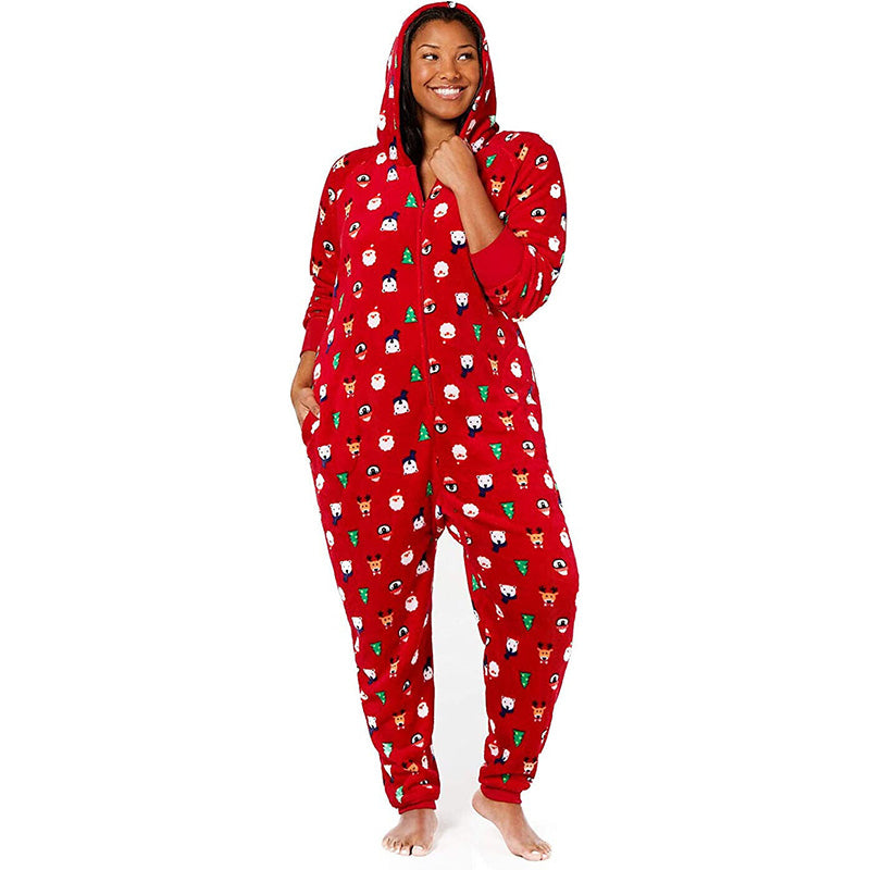Family Pajamas Matching Santa and Friends Hooded Pajamas Red 3XL