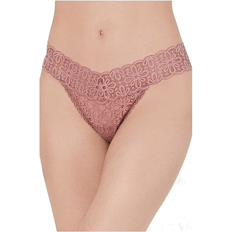 Jenni Womens Lace Thong Underwear Panty Pink One Size