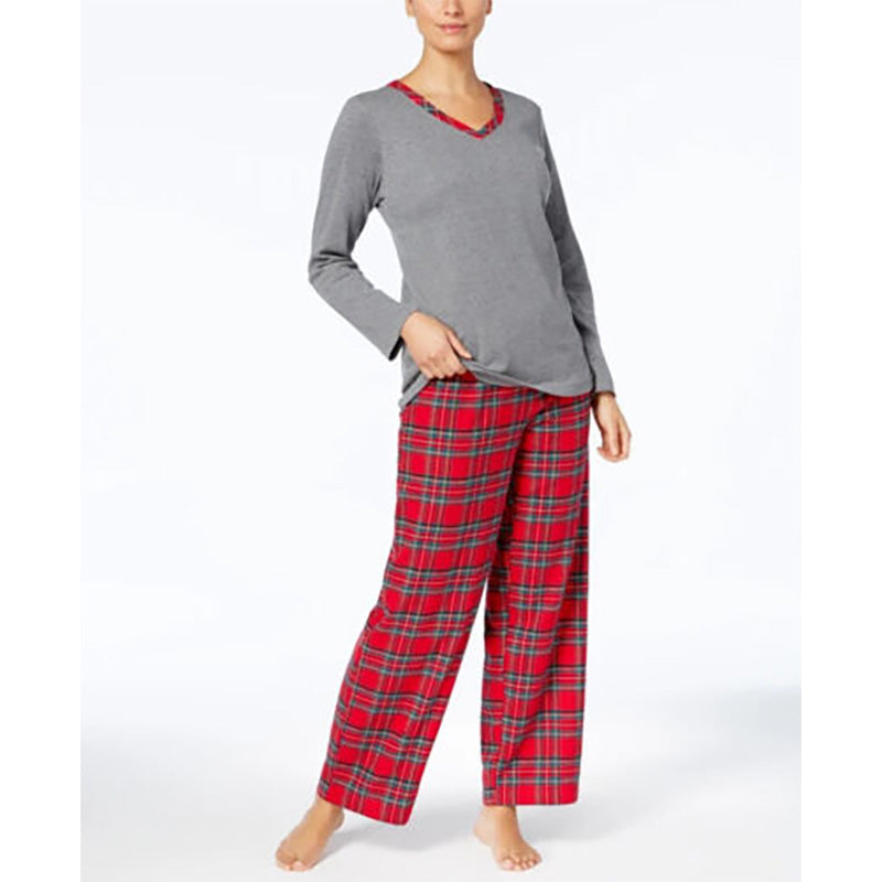 Charter Club Plaid Mix It Pajamas Set Grey and Red L
