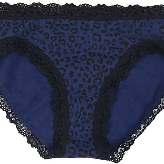 Jenni Lace Trim Hipster Underwear Blue Leopard 3XL