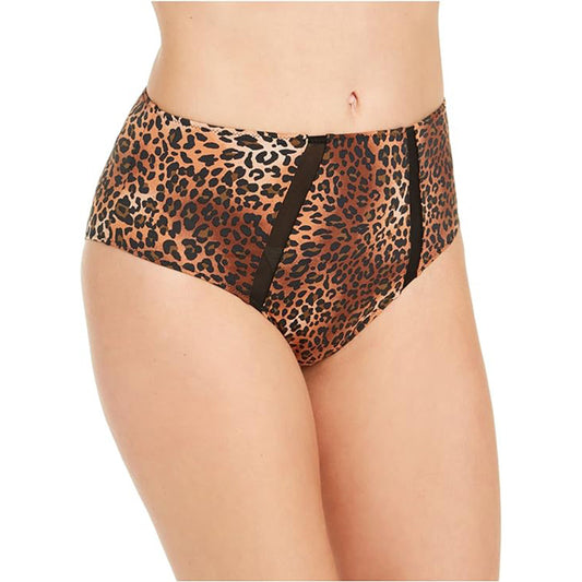 INC  Leopard-Print High-Waist Brief Underwear Brown M