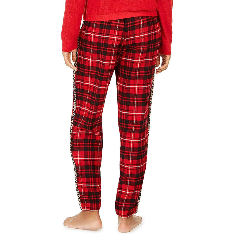 Jenni Lurex & Plaid Pajamas Pants Red M