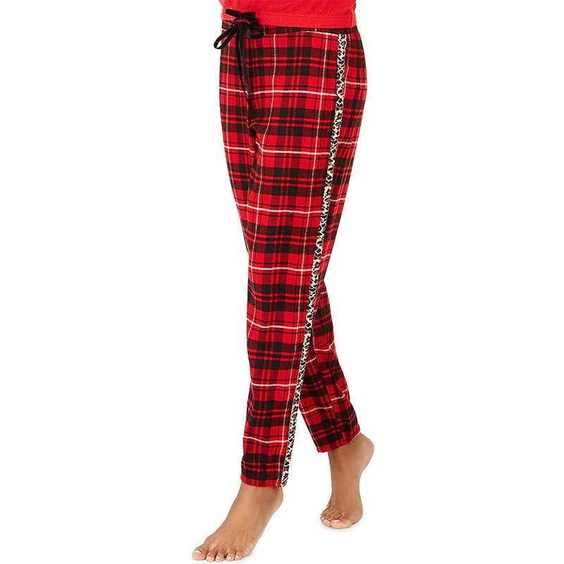 Jenni Lurex & Plaid Pajamas Pants Red M