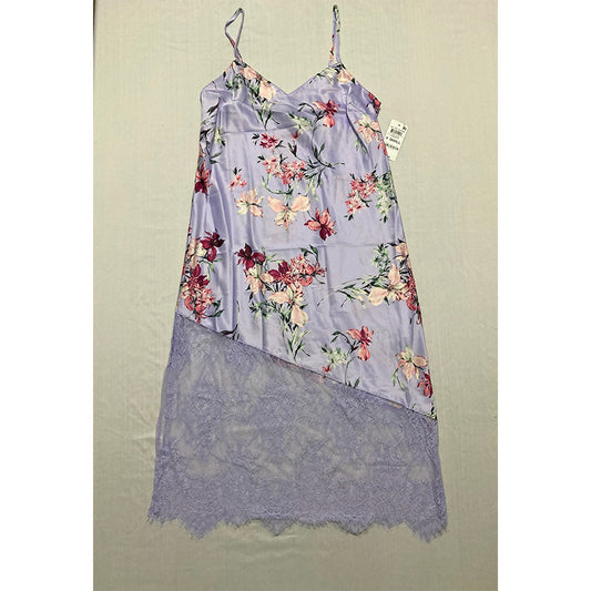 INC Floral-Print Lace Chemise Nightgown Purple XS