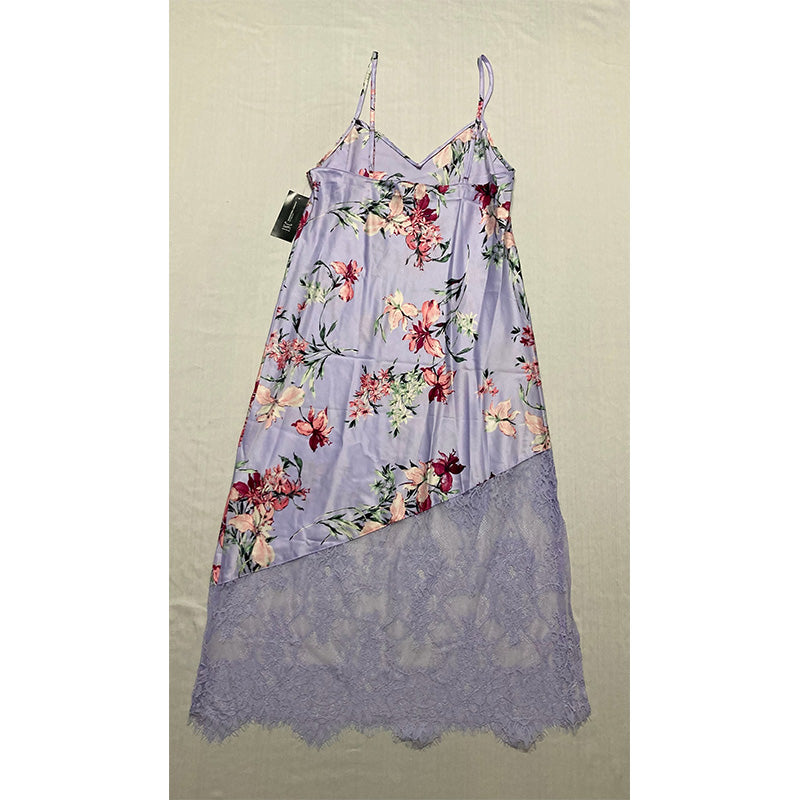 INC Floral-Print Lace Chemise Nightgown Purple XS