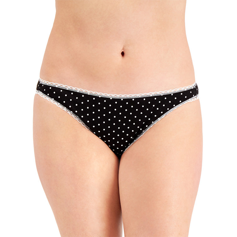 Charter Club Everyday Cotton Bikini Underwear Black Dot S