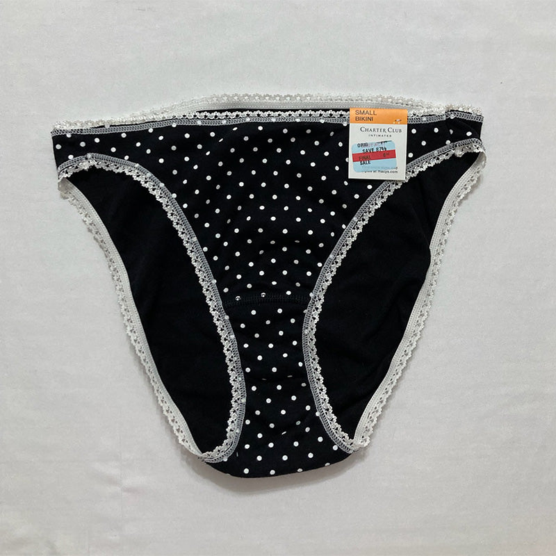 Charter Club Everyday Cotton Bikini Underwear Black Dot S