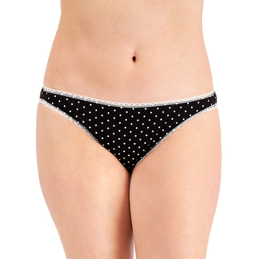 Charter Club Everyday Cotton Bikini Underwear Black Dot L