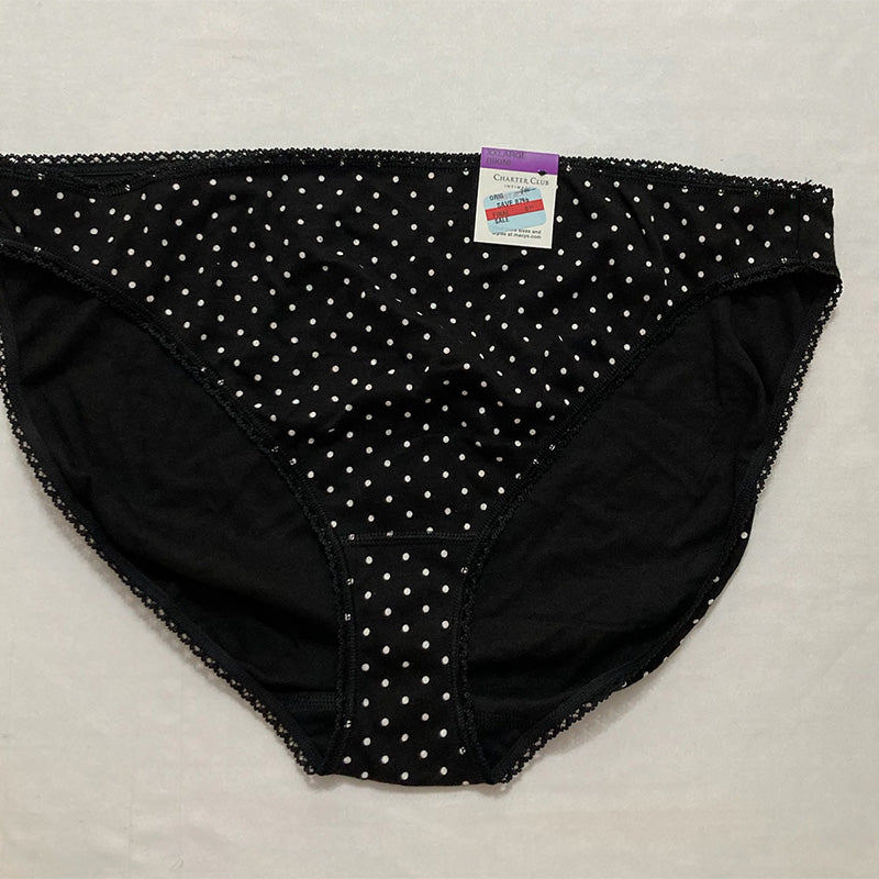 Charter Club Everyday Cotton Bikini Underwear Black Dot 2XL