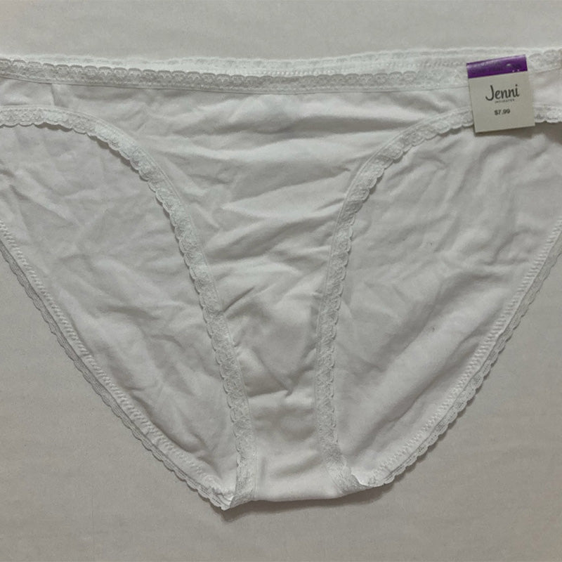 Jenni Lace Trim Bikini Underwear White 2XL