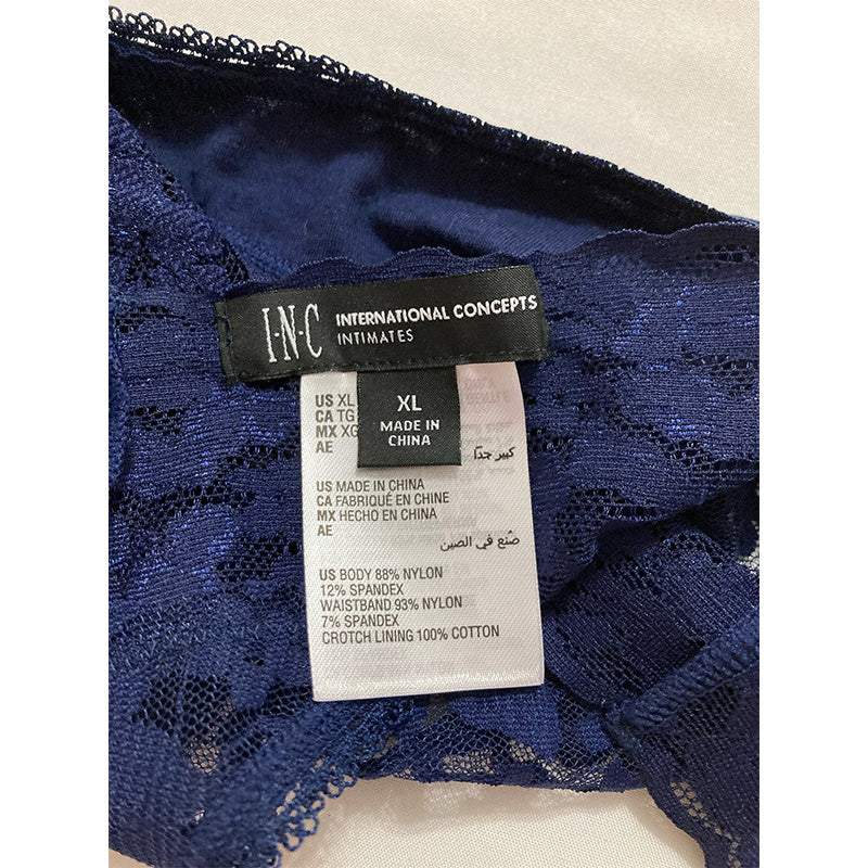 INC Plus Size Lace Thong Underwear Lingerie Navy Sea XL