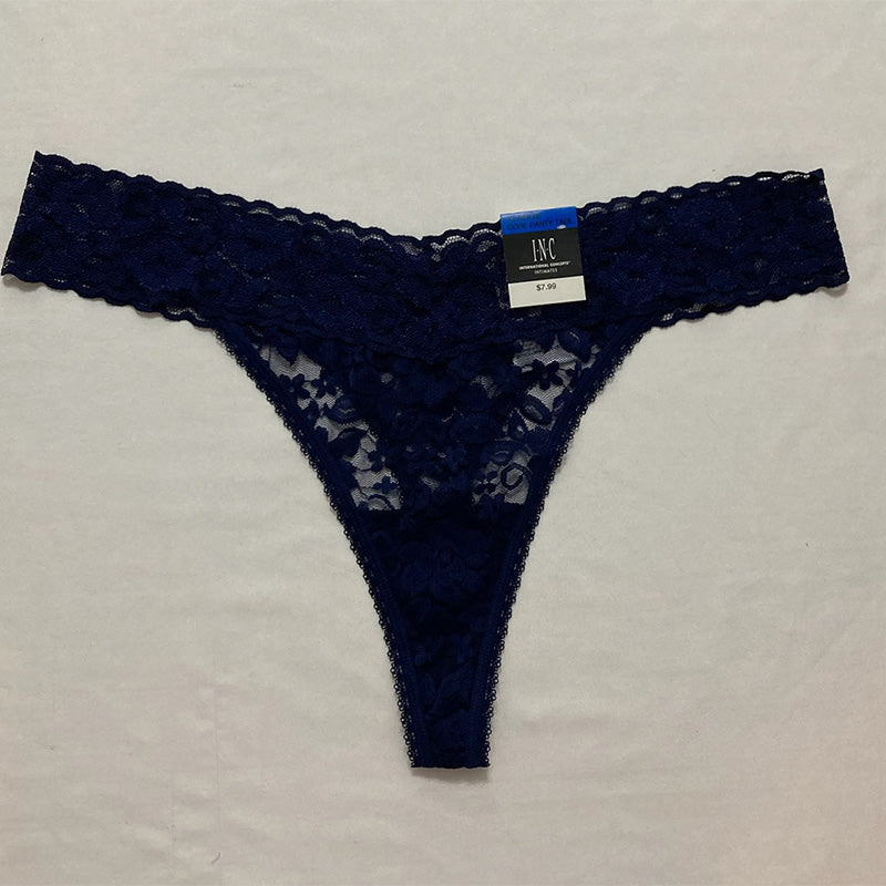 INC Plus Size Lace Thong Underwear Lingerie Navy Sea XL