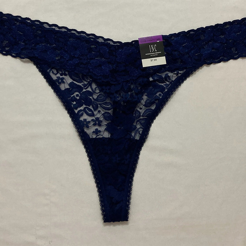 INC Plus Size Lace Thong Underwear Lingerie Navy Sea 2XL