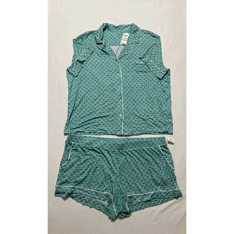 Alfani Notch Collar & Shorts Pajama Set Tile 2XL