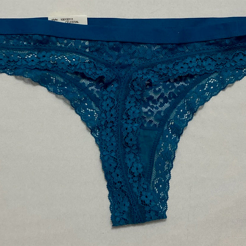 Jenni Leopard Lace Thong Blue M