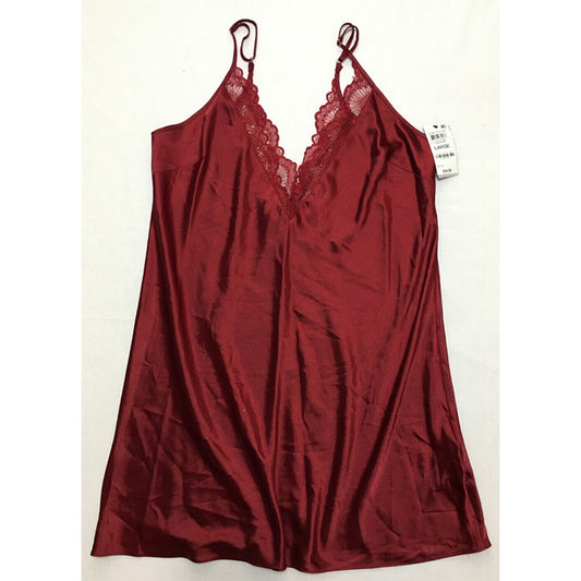 INC Lace-Trim Chemise Nightgown Red L