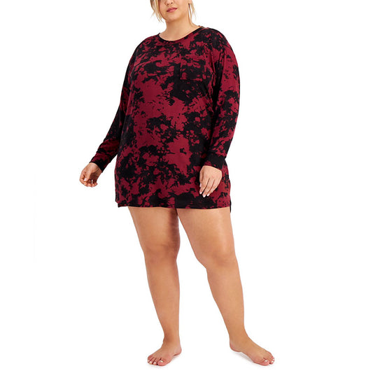 Jenni Plus Size Printed Sleep Shirt Wine 1X