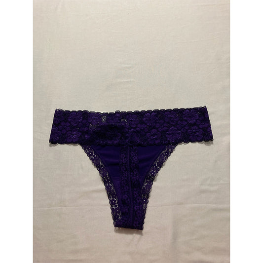 Jenni Lace-Trim Thong Underwear Purple L