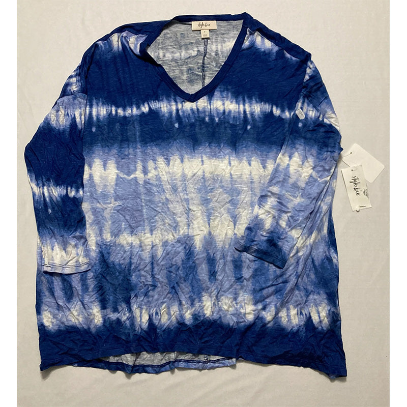 Style & Co Tie-Dyed Long-Sleeve T-Shirt Blue S