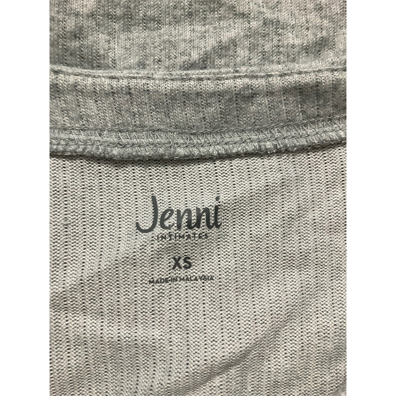 Jenni Ribbed Henley Pajama Top Grey XS