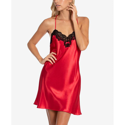 Linea Donatella Genevie Lace-Trim Chemise Red S