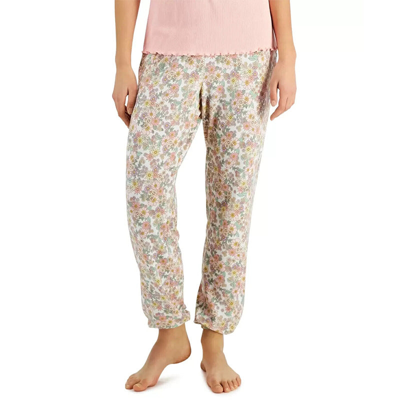 Jenni Printed Smocked-Waist Pajama Pants Multicolor Floral M