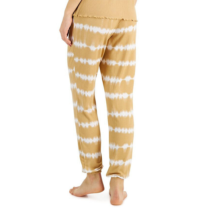 Jenni Printed Smocked-Waist Pajama Pants Camel Tiedye Stripe L