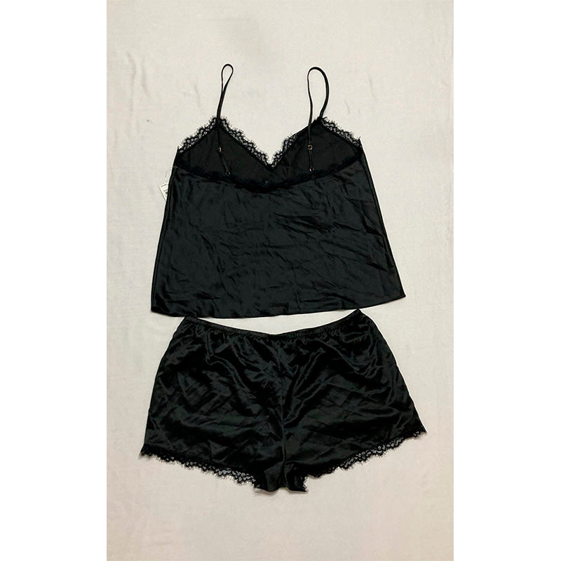 INC Lace-Trim Pajama Set Black M