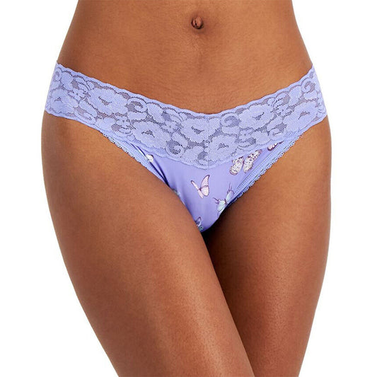 INC  Lace-Trim Thong Underwear Purple S