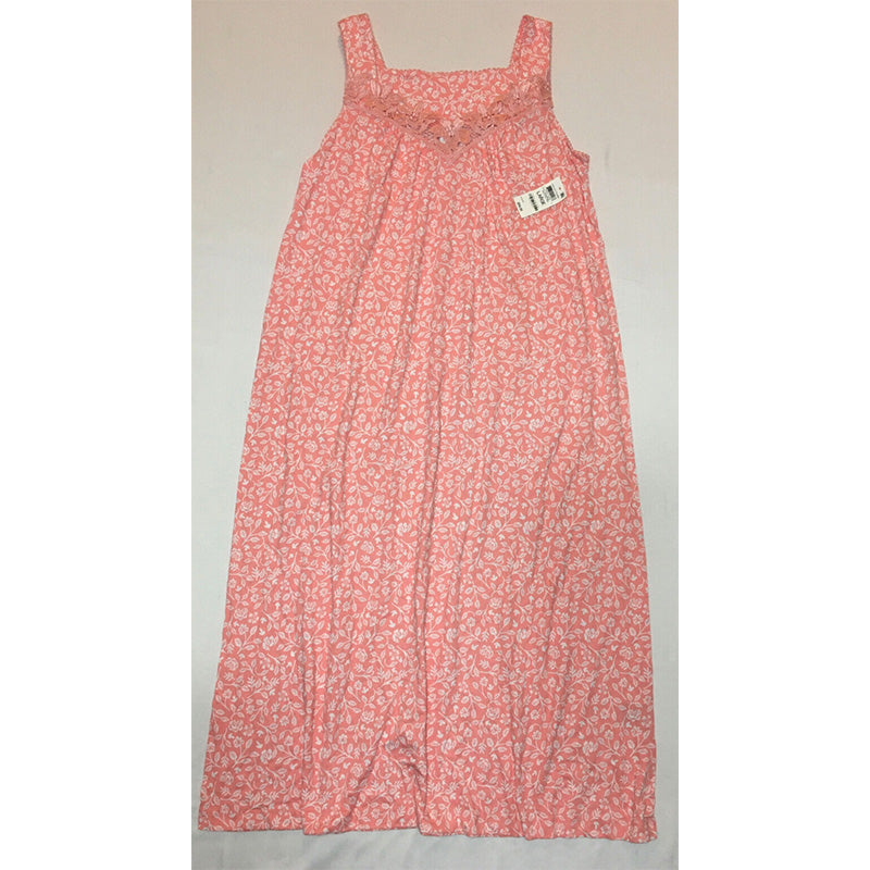 Charter Club Sleeveless Lace-Trim Long Nightgown Pink L