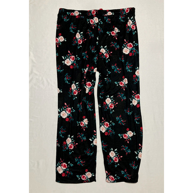 Charter Club Butter Soft Printed Pajama Pants Black Winter Floral M