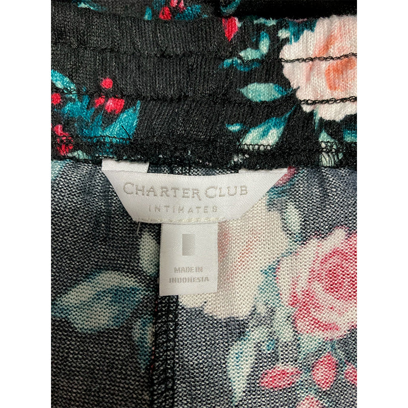 Charter Club Butter Soft Printed Pajama Pants Black Winter Floral M