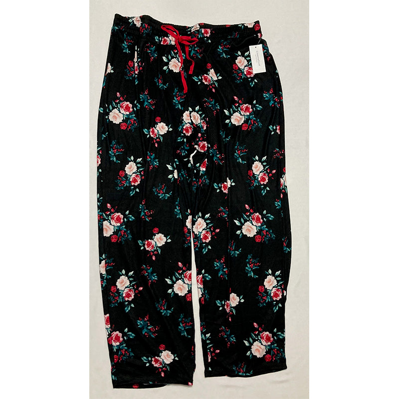 Charter Club Butter Soft Printed Pajama Pants Black Winter Floral M