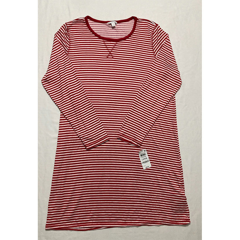 Charter Club Butter Soft Printed Sleepshirt Red Striped L