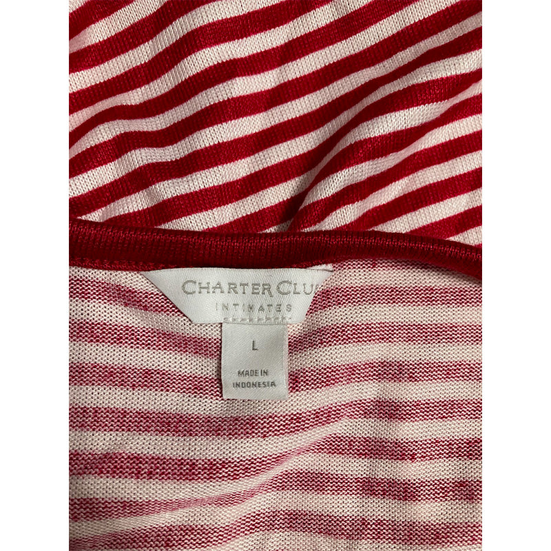 Charter Club Butter Soft Printed Sleepshirt Red Striped L