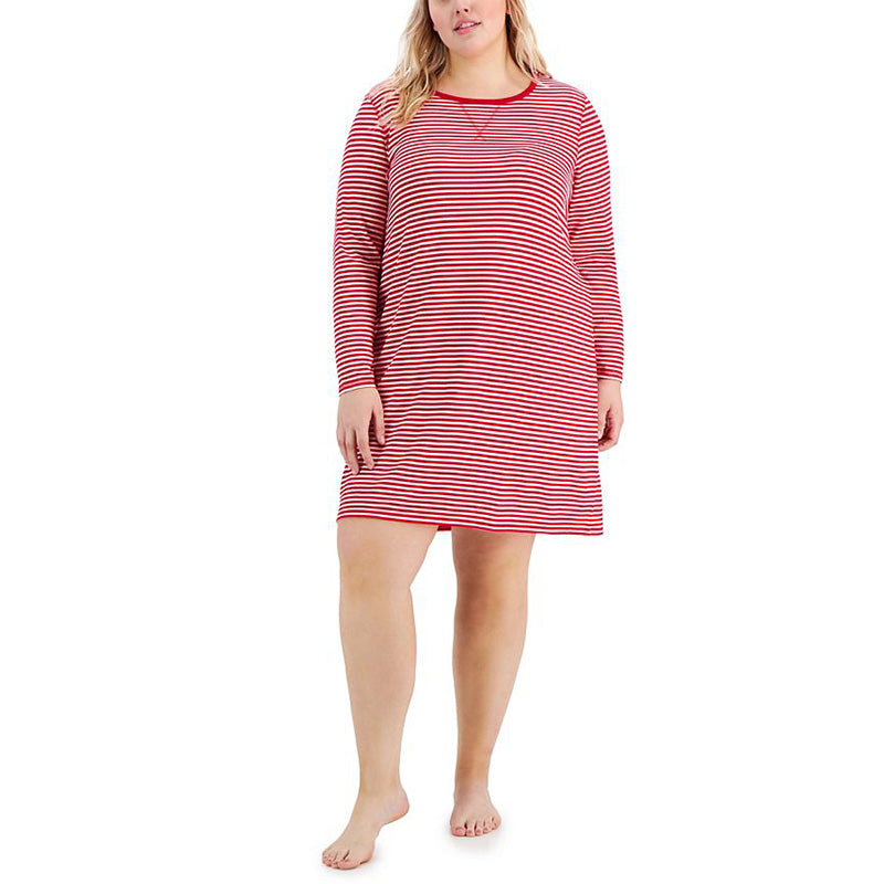 Charter Club Butter Soft Printed Sleepshirt Red Striped L