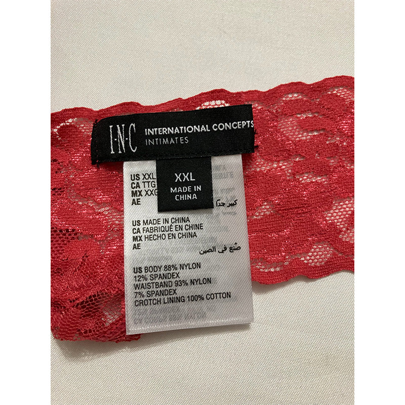 INC Lace Thong Underwear Lingerie Red 2XL