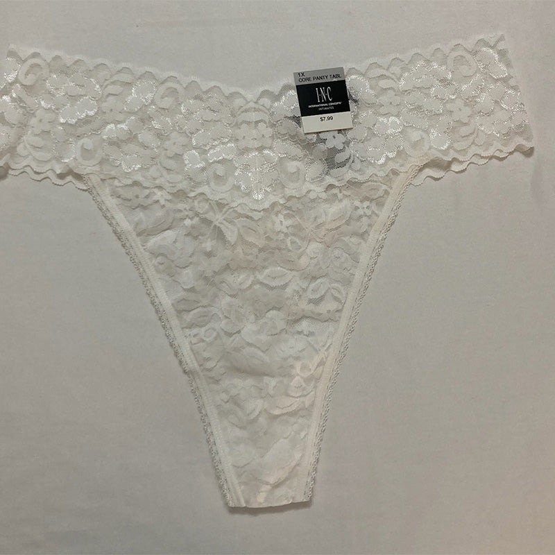 INC Plus Size Lace Thong White 1X