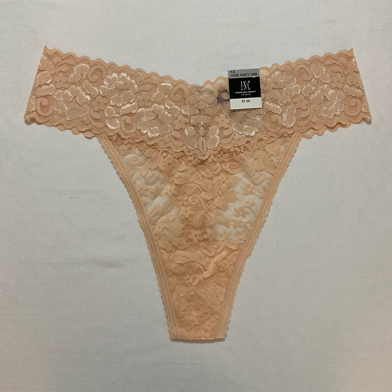 INC  Lace Thong Underwear, Almond Latte, 1X