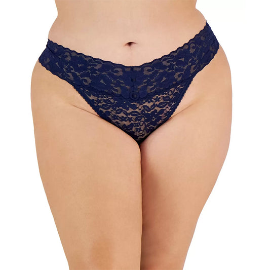 INC Plus Size Lace Thong Underwear Lingerie Navy Sea 1X