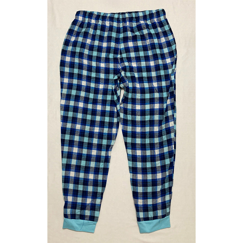 Jenni Cotton Flannel Pajama Pants Plaid Blue XL