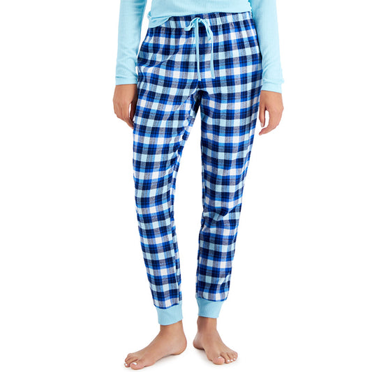 Jenni Cotton Flannel Pajama Pants Plaid Blue XL