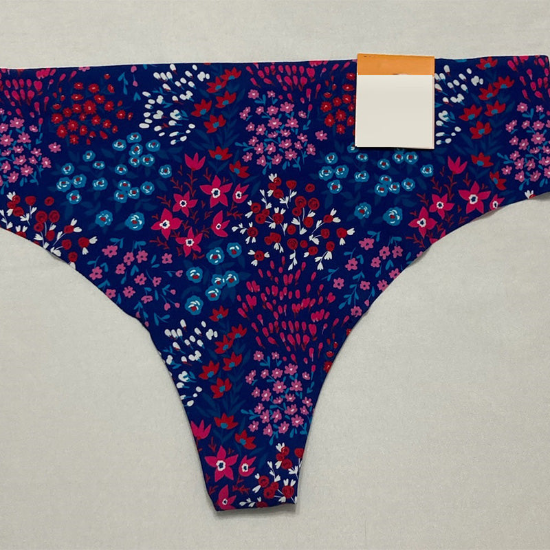 AQUA Intimates Stretch Thong Navy Ditsy Flor S