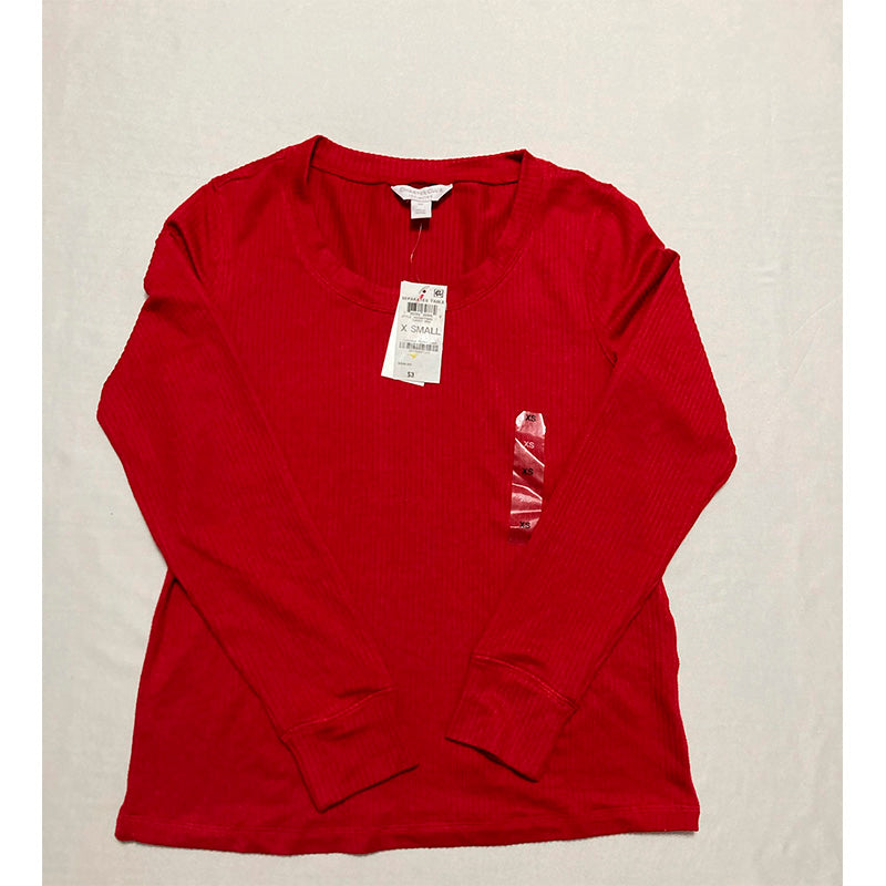 Charter Club Solid Scoop Neck Sleep Top Red XS